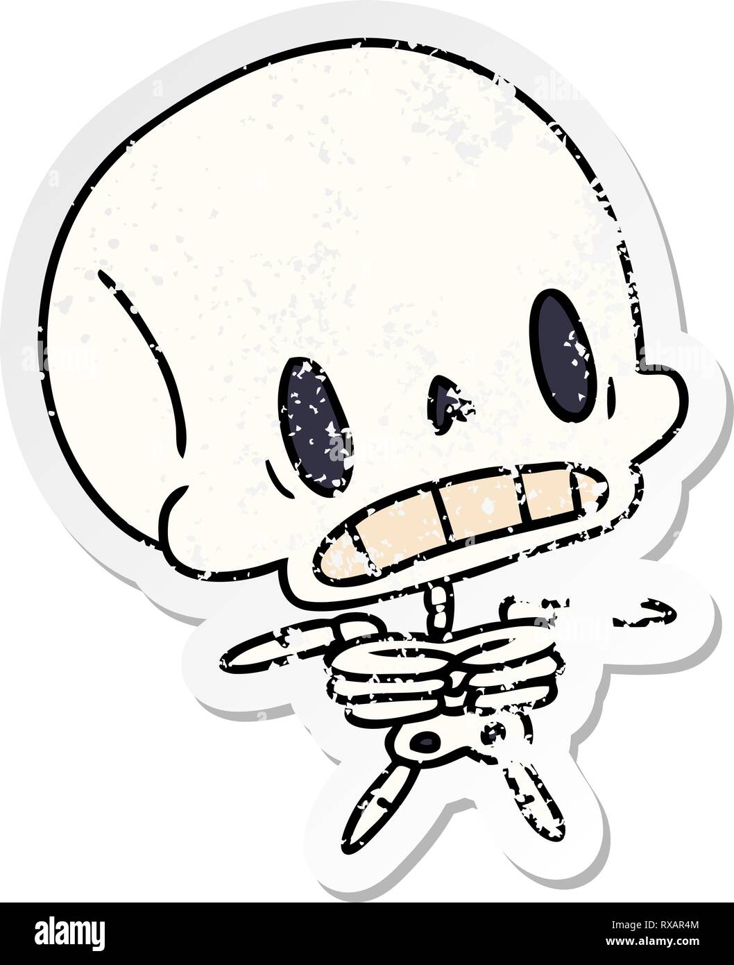 Caricatura De Pegatinas Kawaii Lindo Esqueleto Muerto Ilustración del  Vector - Ilustración de historieta, pegatina: 147650319