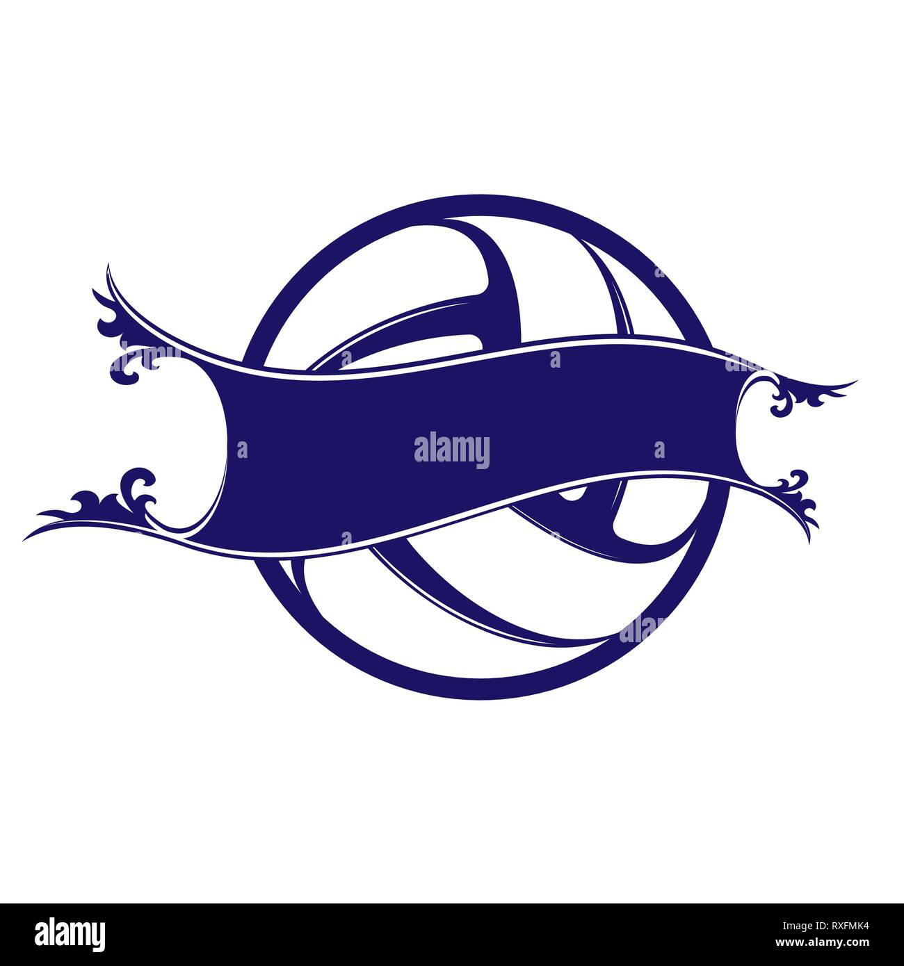 Abstracto símbolo de voleibol con cinta para el nombre del jugador aislado  sobre fondo blanco Imagen Vector de stock - Alamy