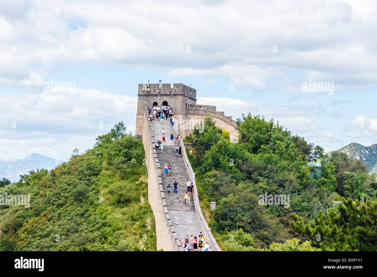 La gente en la Gran Muralla de China Foto de stock