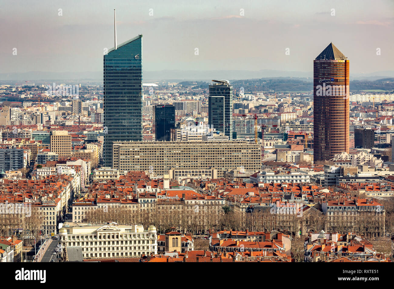 Vista de los rascacielos de la Part Dieu, Lyon Foto de stock