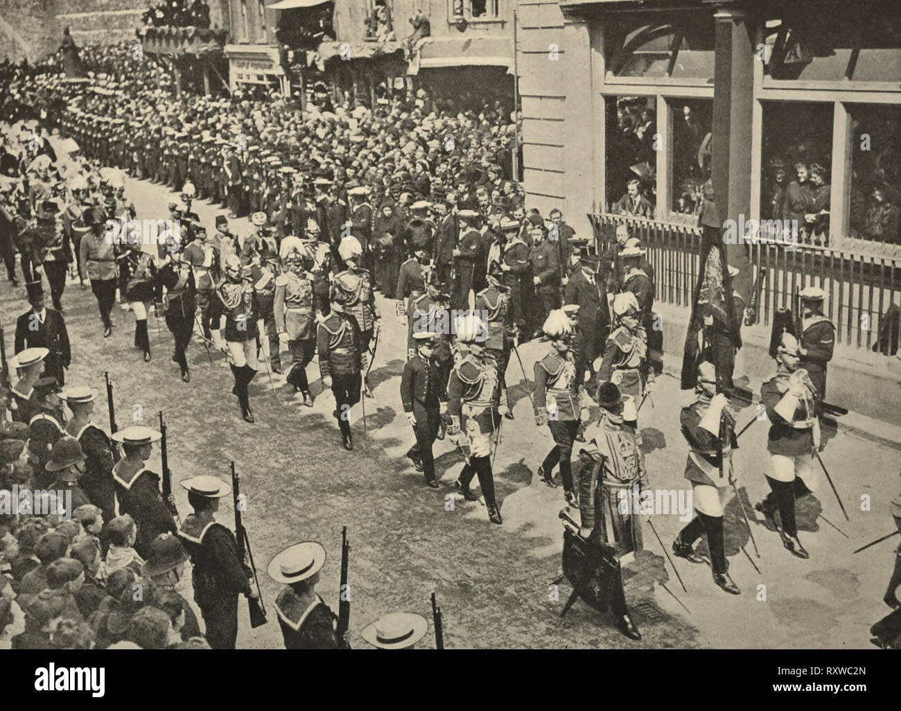 Reyes europeos en la procesión fúnebre del Rey Edward VII - 1910 Foto de stock