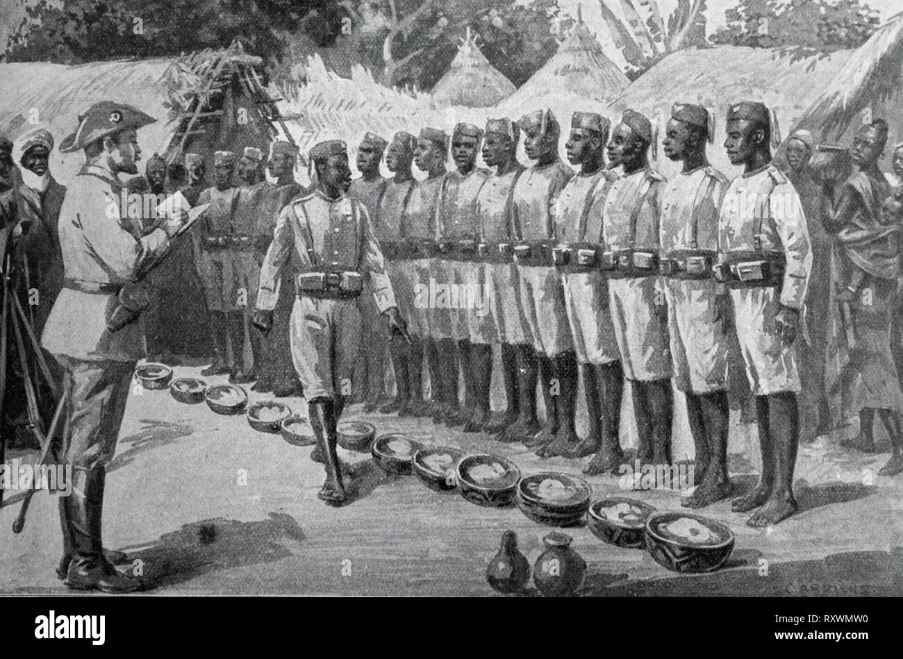 Los soldados africanos coloniales alemanes en el Camerún, en el oeste de  África Central, la Primera Guerra Mundial 1915 Fotografía de stock - Alamy