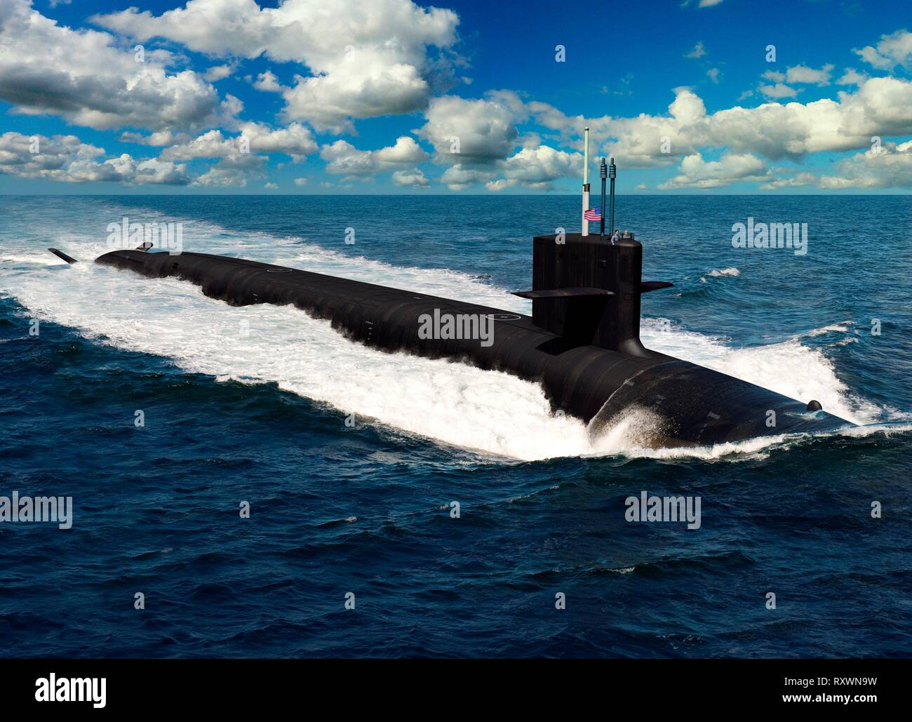 Representación de un artista de la Marina estadounidense en el futuro Columbia-class submarinos de misiles balísticos afloró con vapor el 6 de marzo de 2019. La Marina está construyendo 12 de Columbia submarinos clase Ohio que sustituya a la actual clase de submarinos. El buque insignia de la USS Columbia se espera en patrulla en 2031. Foto de stock