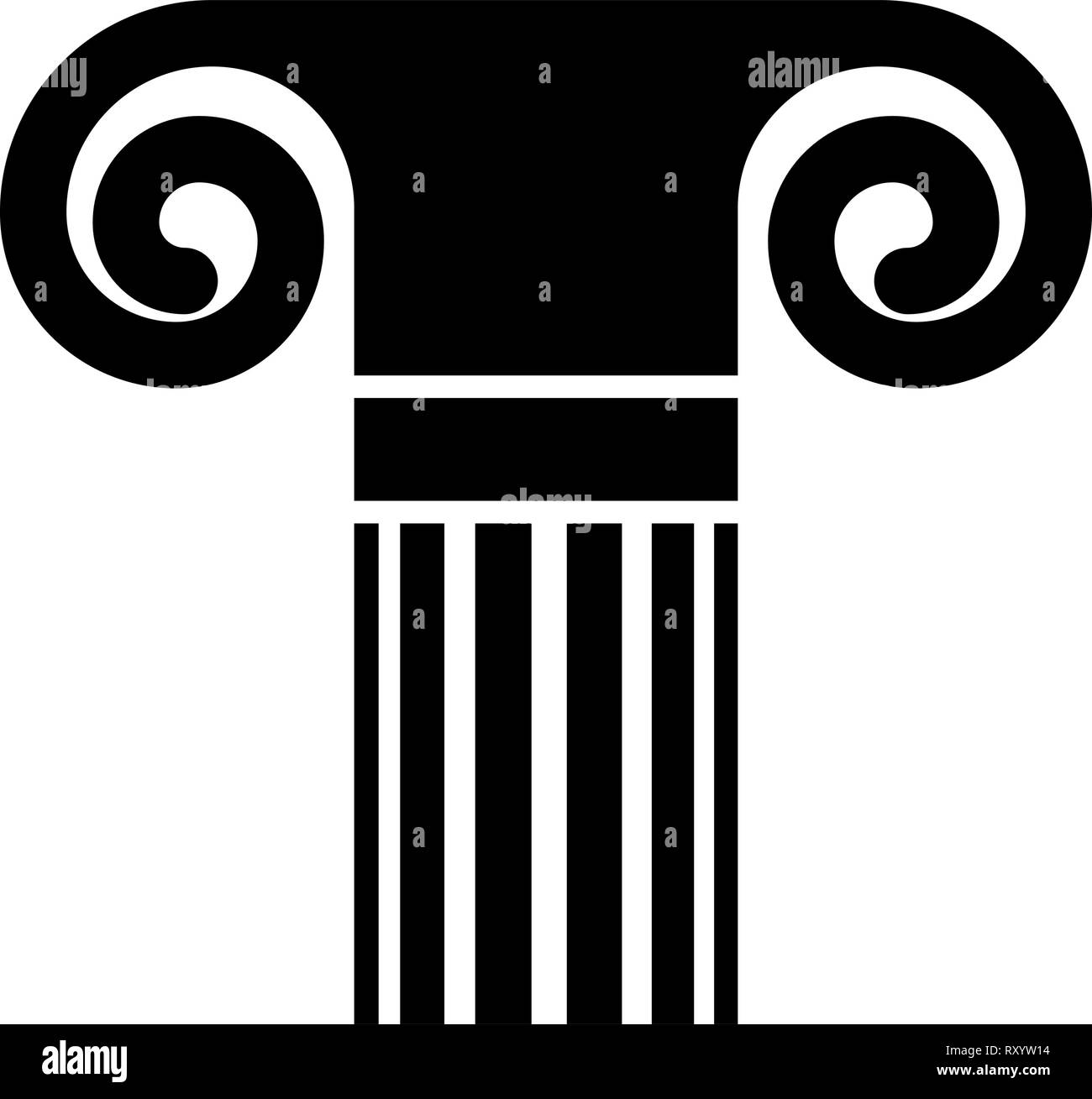 Columna de estilo antiguo de la arquitectura clásica antigua columna Elemento Pilar columna greco-romano icono ilustración vectorial de color negro estilo plano im simple Ilustración del Vector