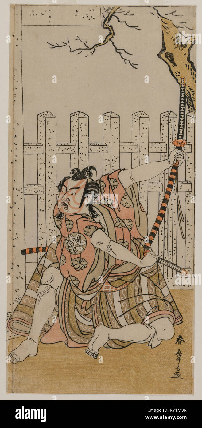 Ichimura Uzaemon IX como Umeomaru, mediados de 1770s. Katsukawa Shunsho (japonés, 1726-1792). Grabado en madera de color; hoja: 31,8 x 15 cm (12 1/2" x 5 7/8" Foto de stock