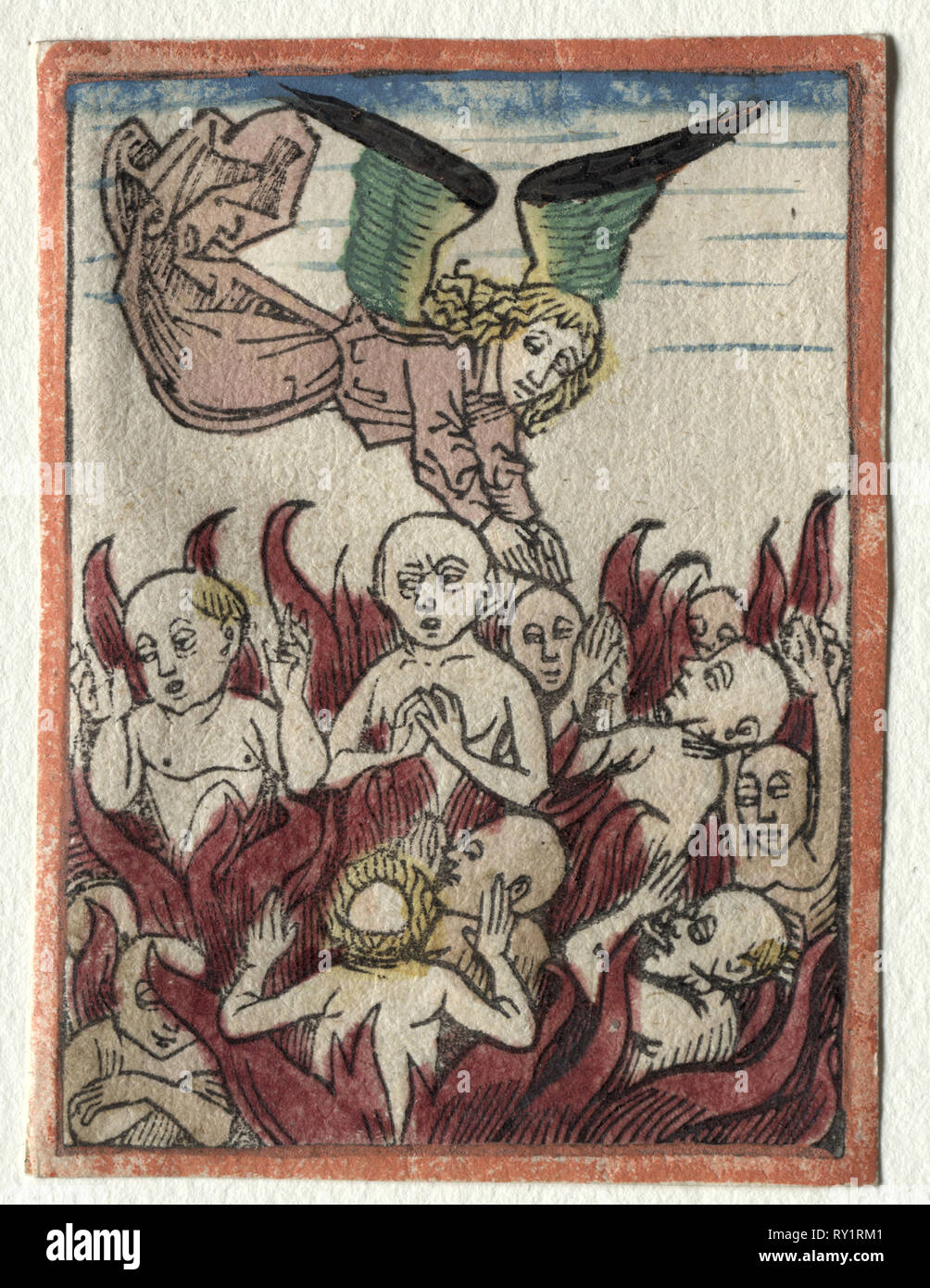 El purgatorio, 1400s. Alemania, del siglo XV. Xilografía Foto de stock