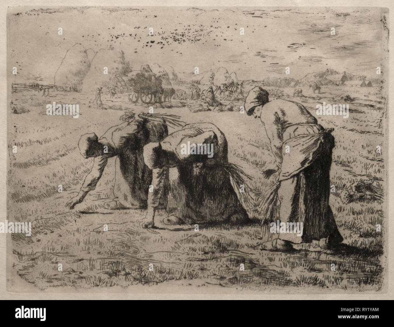 Etching by jean francois millet fotografías e imágenes de alta