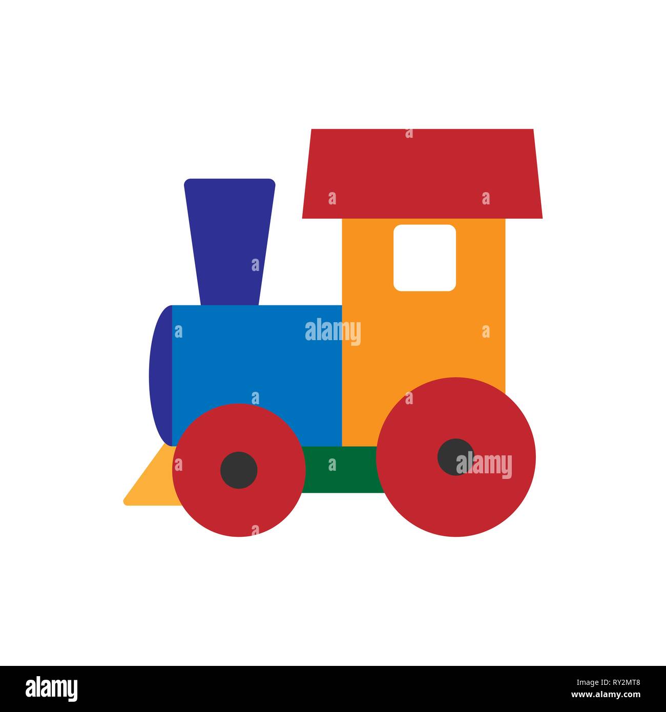 Tren de juguete para niños, diseño plano, color image Imagen Vector de  stock - Alamy