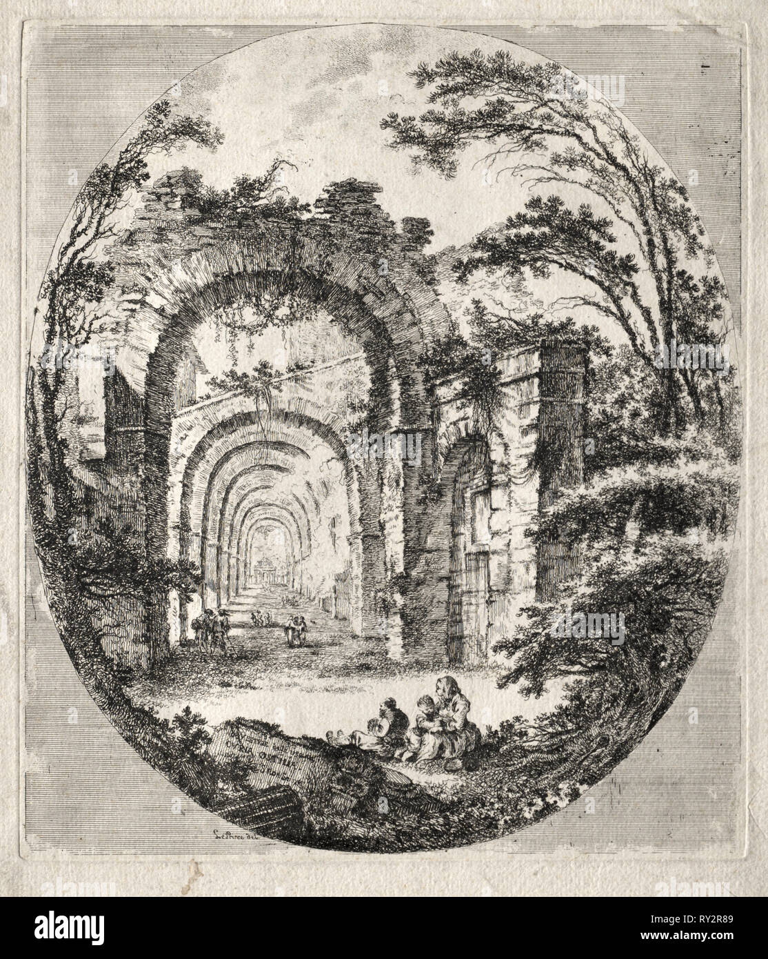 Ruinas antiguas, de 1756. Jean-Claude Richard de Saint-Non (Francés, 1727-1791). Aguafuerte Foto de stock