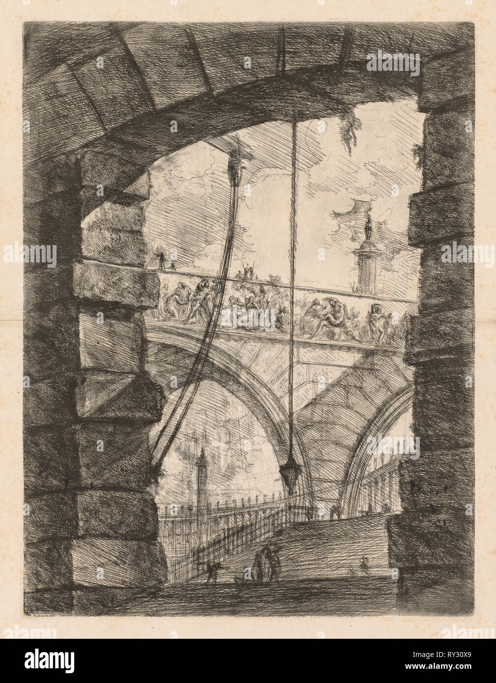 Las cárceles: un noble arco con un friso, 1745-1750. Giovanni Battista Piranesi (Italiano, 1720-1778). Aguafuerte Foto de stock
