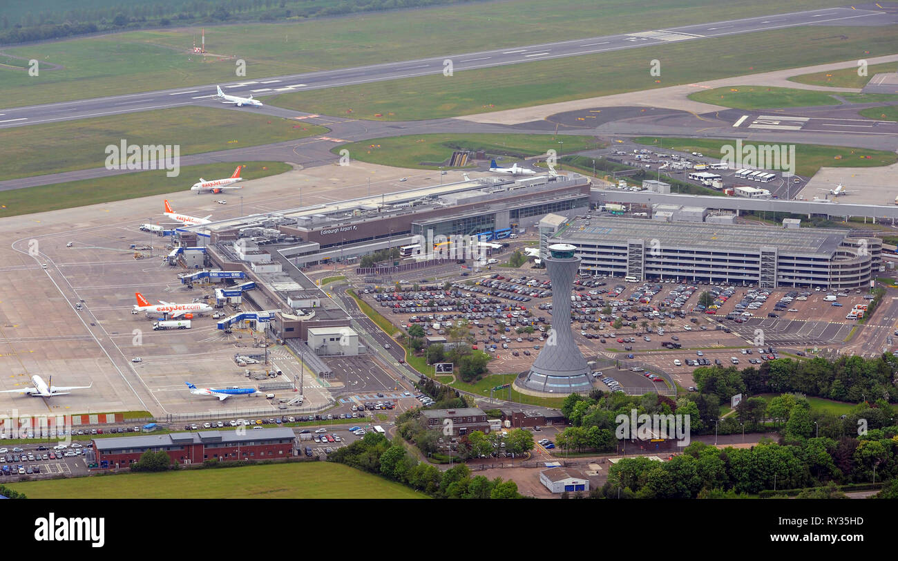 Vista aérea del aeropuerto de Edimburgo, Edimburgo Turnhouse Foto de stock