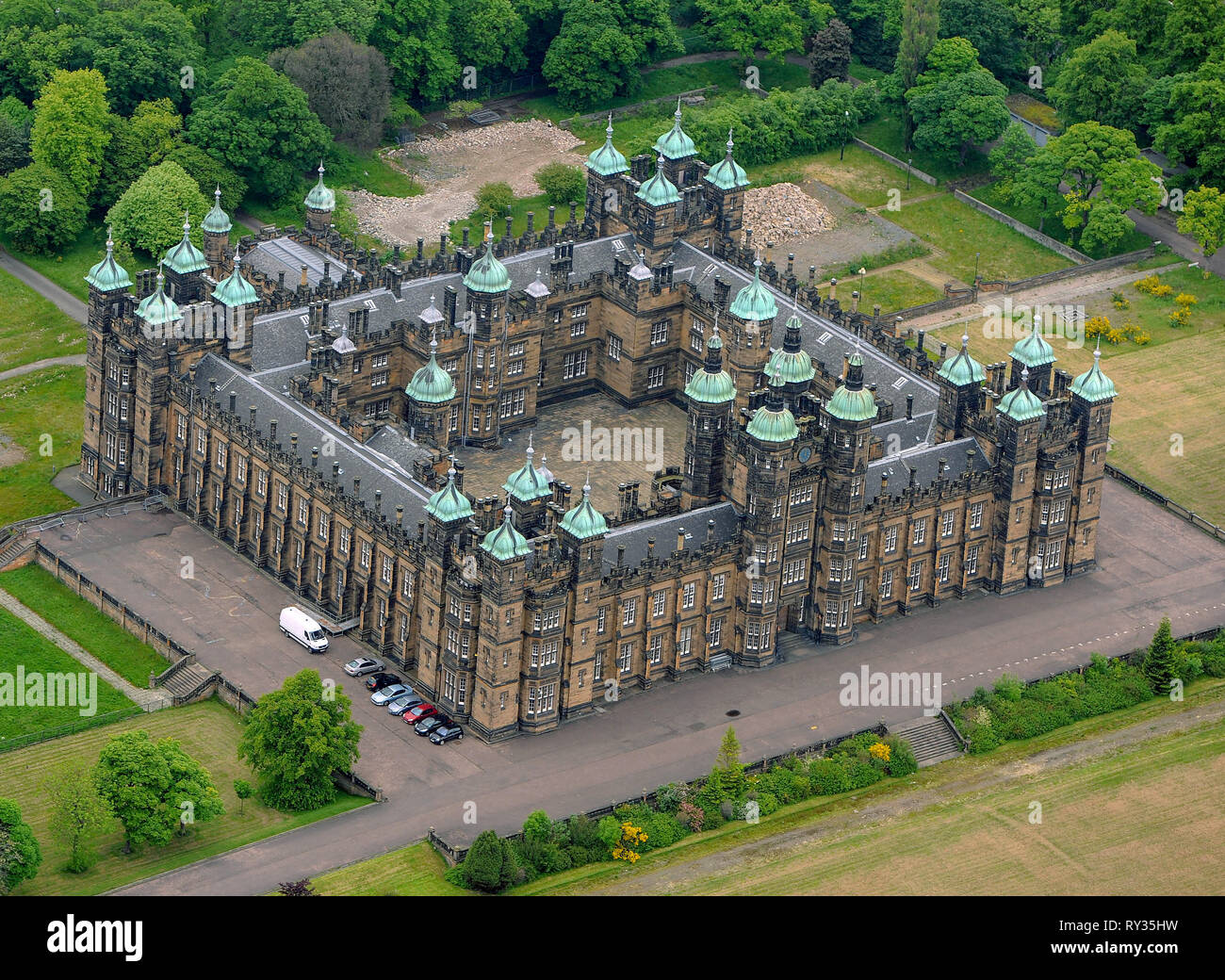 Vista aérea de la ex Donaldson la escuela para sordos en Edimburgo. Foto de stock