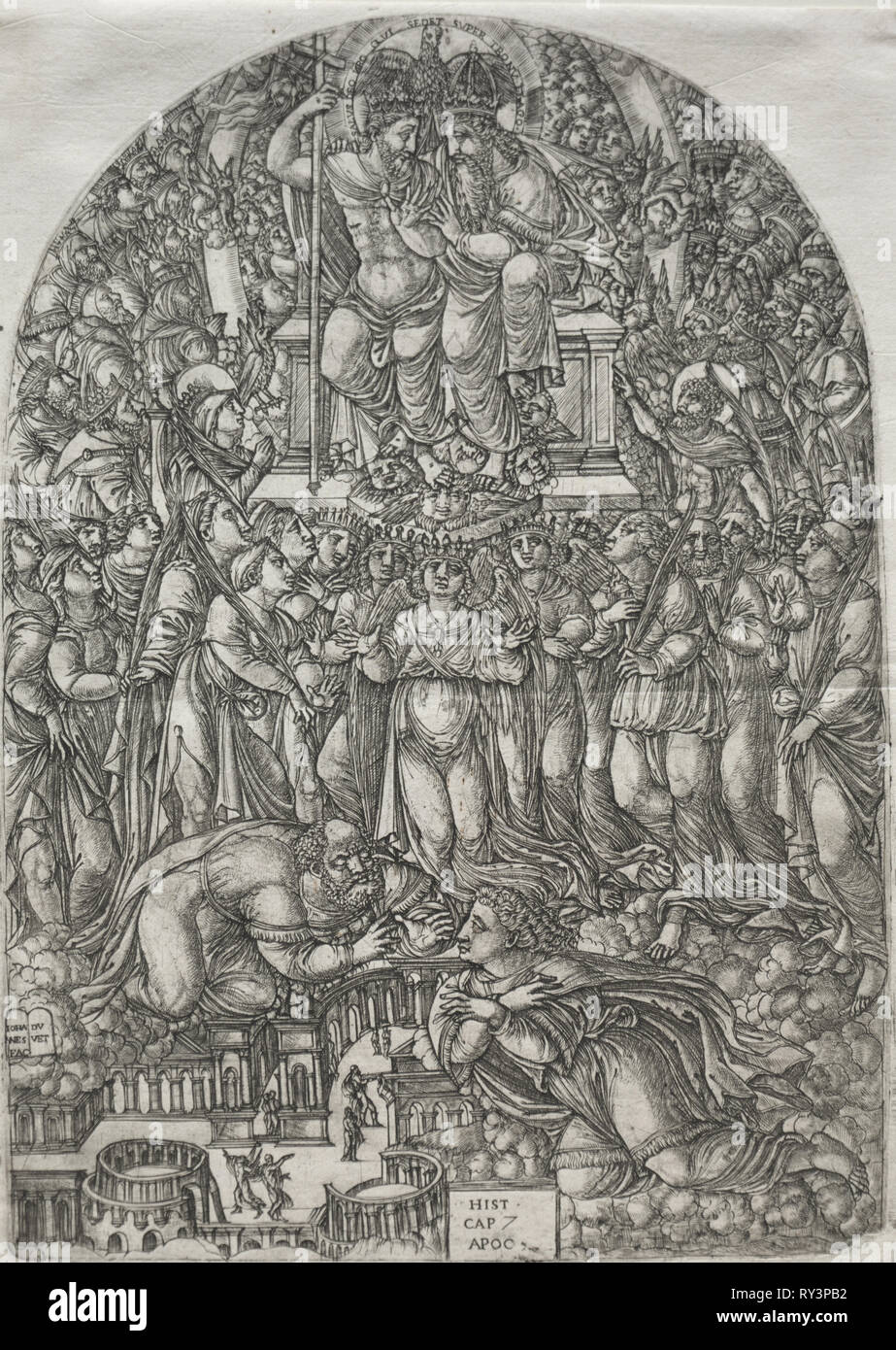 La Apocalpse: Una innumerable multitud que están de pie delante del trono, 1555. Jean edredón (Francés, 1485-1561). Grabado; enmarcado: 52,4 x 39,7 x 2,5 cm (20 5/8 x 15 5/8 x 1 in.); sin enmarcar: 30,9 x 21,7 cm (12 3/16 x 8 9/16 pulg.); placa: 30.1 x 21.2 cm (11 7/8 x 8 3/8" Foto de stock
