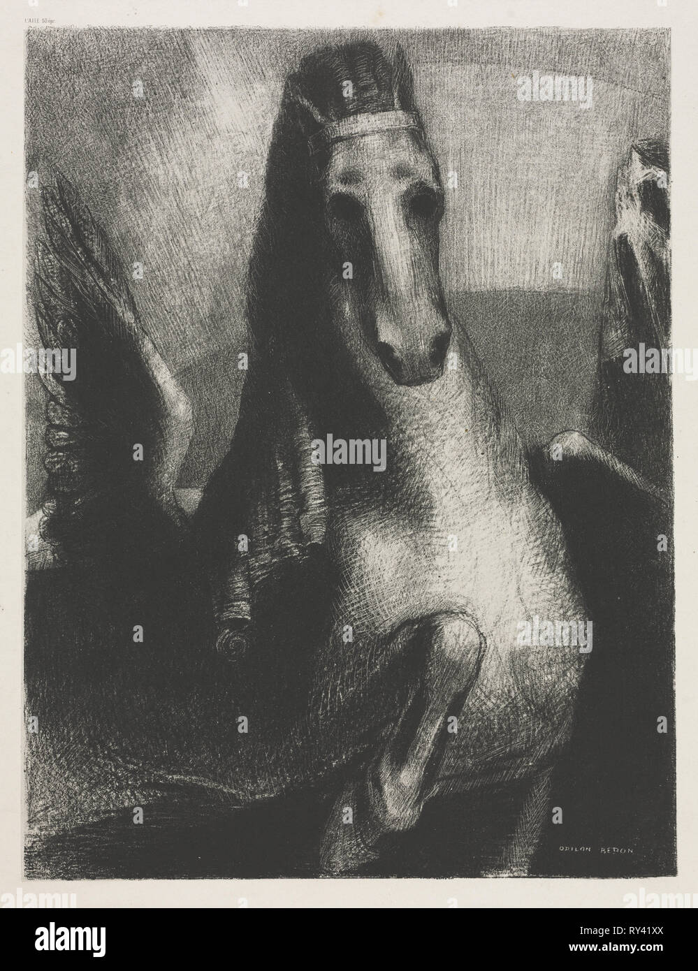 El caballo alado, 1893. Odilon Redon (Francés, 1840-1916). Litografía Foto de stock