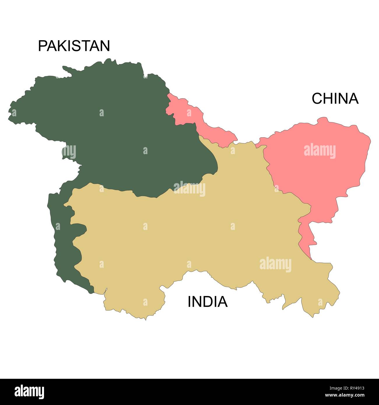 Mapa de Cachemira es una región geográfica del subcontinente indio Ilustración del Vector