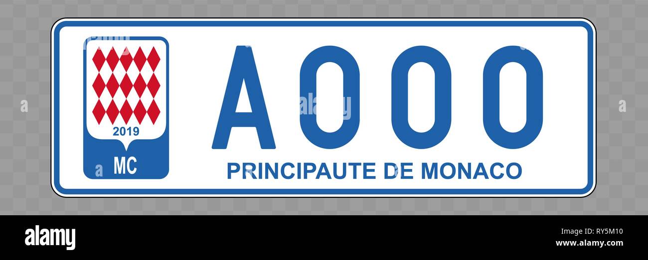 Placa de matrícula. Placas de matrícula de vehículos de Mónaco Imagen  Vector de stock - Alamy