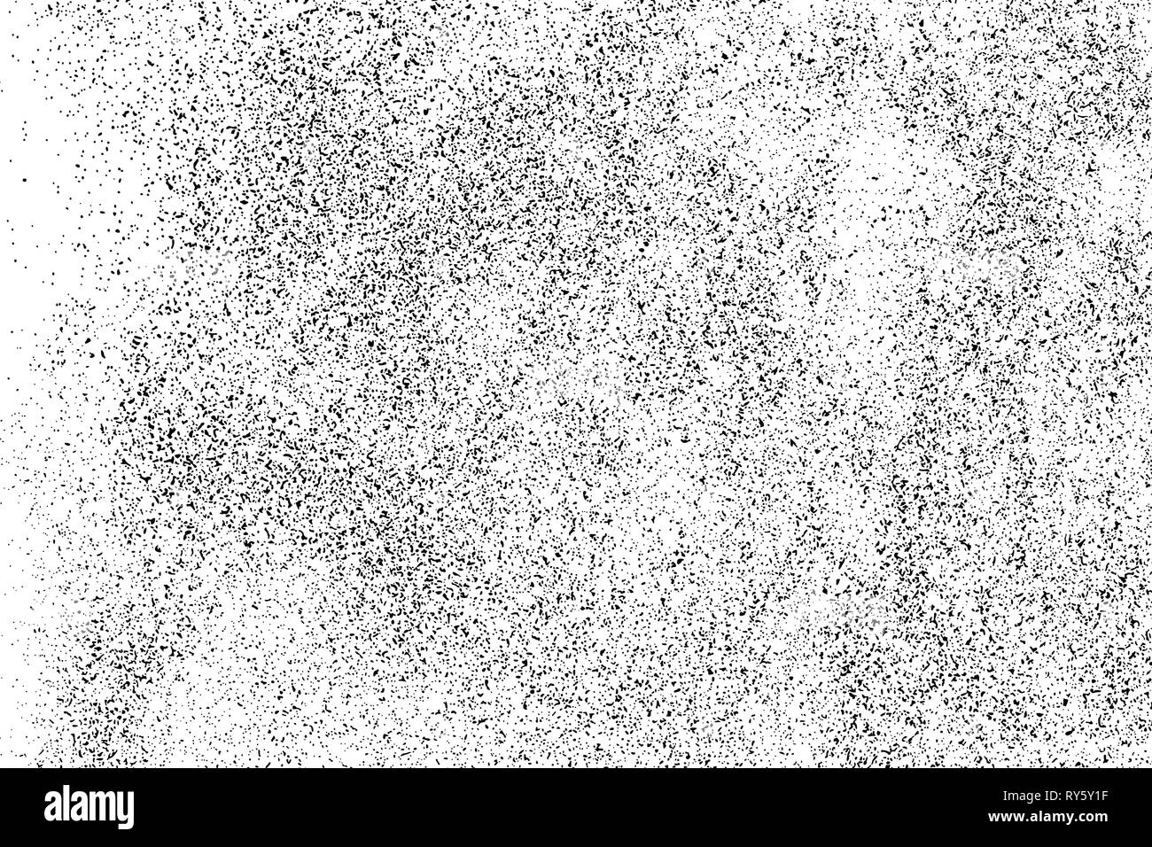 Negro de textura granulosa aislado sobre fondo blanco. Superposición de polvo. El ruido oscuro gránulos. Imagen generada digitalmente. Elementos de diseño vectorial, ilustración, Ilustración del Vector