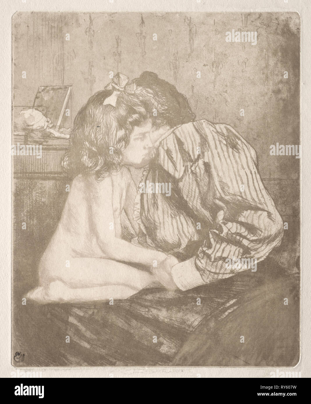 Confidencias, a partir de una nueva educación sentimental, 1901. Charles Maurin (Francés, 1856-1914). Aguafuerte y aguatinta Softground Foto de stock
