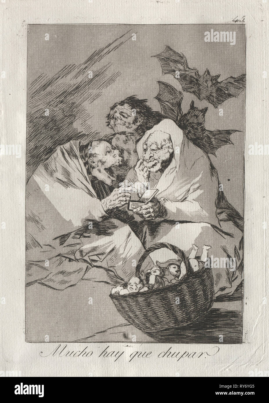 Caprichos: Hay un montón de chupar, 1799. Francisco de Goya (Español, 1746-1828). Aguafuerte y aguatinta Foto de stock