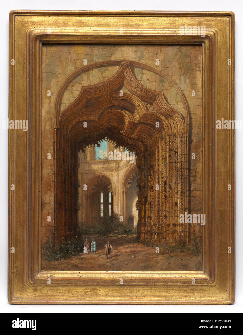 La Iglesia en ruinas, c. 1840. Adrien Dauzats (Francés, 1804-1868). El aceite en el tablero; sin enmarcar: 46,6 x 33,2 cm (18 3/8 x 13 1/16 in. Foto de stock