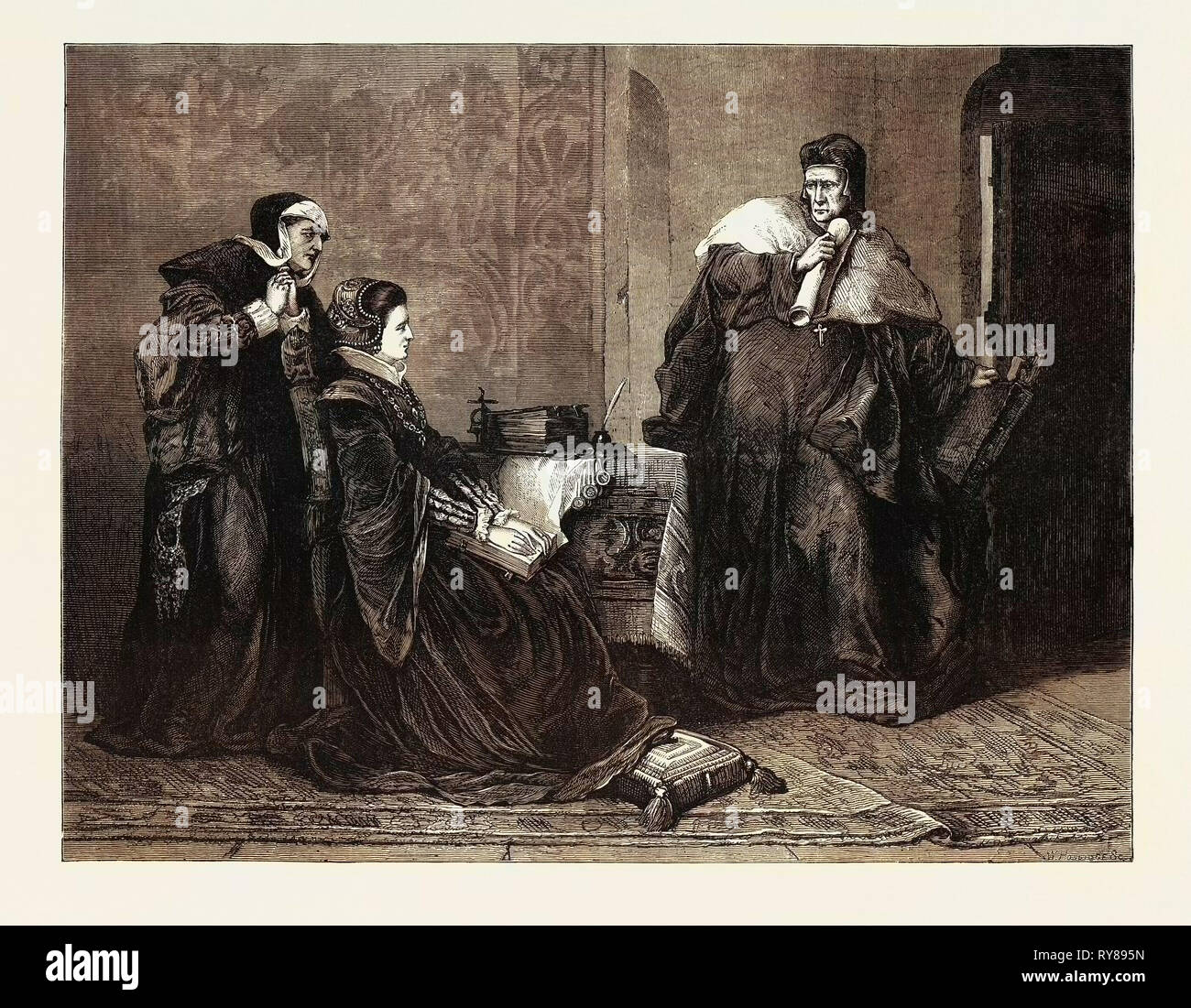 Lady Jane Grey's victoria sobre el Obispo Gardiner, 1871 Foto de stock