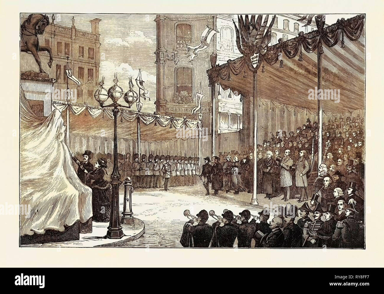 Inauguración de la estatua del difunto Príncipe Consorte en Holborn Circus London 1874 Foto de stock