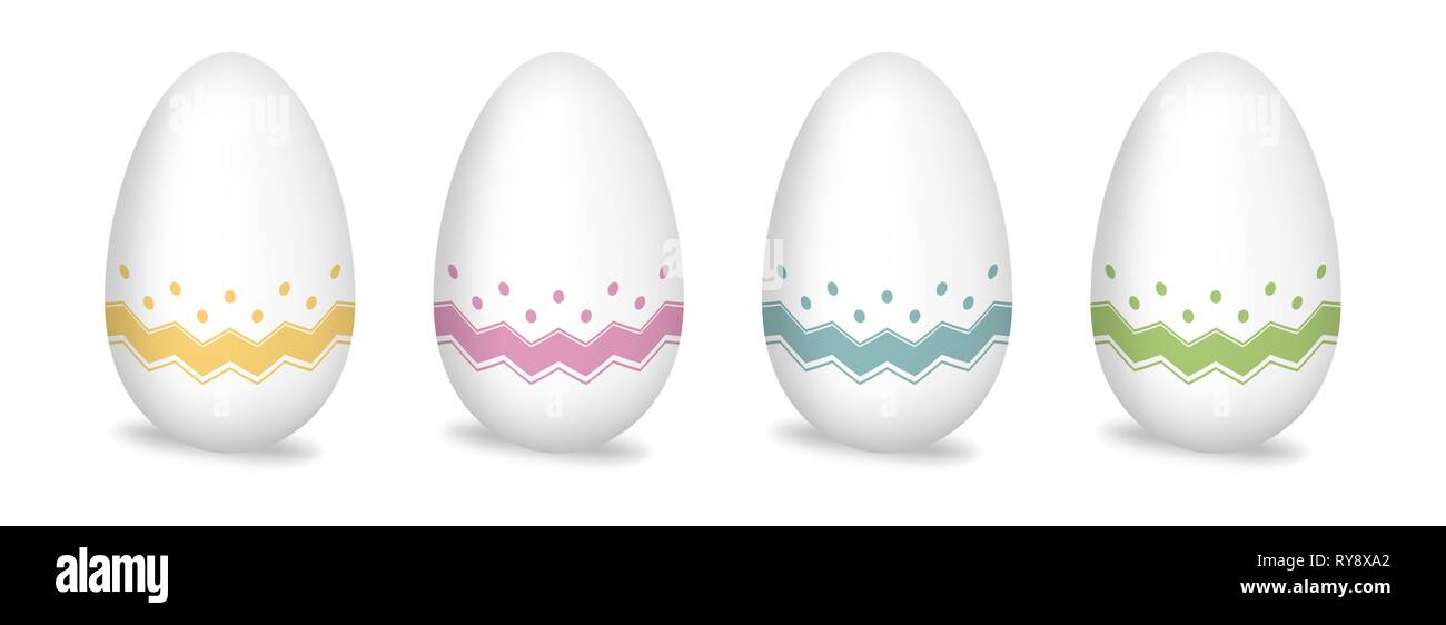 Pintura de huevos de Pascua estampadas aislado sobre fondo blanco.  Establece el color de dibujo de huevo Imagen Vector de stock - Alamy