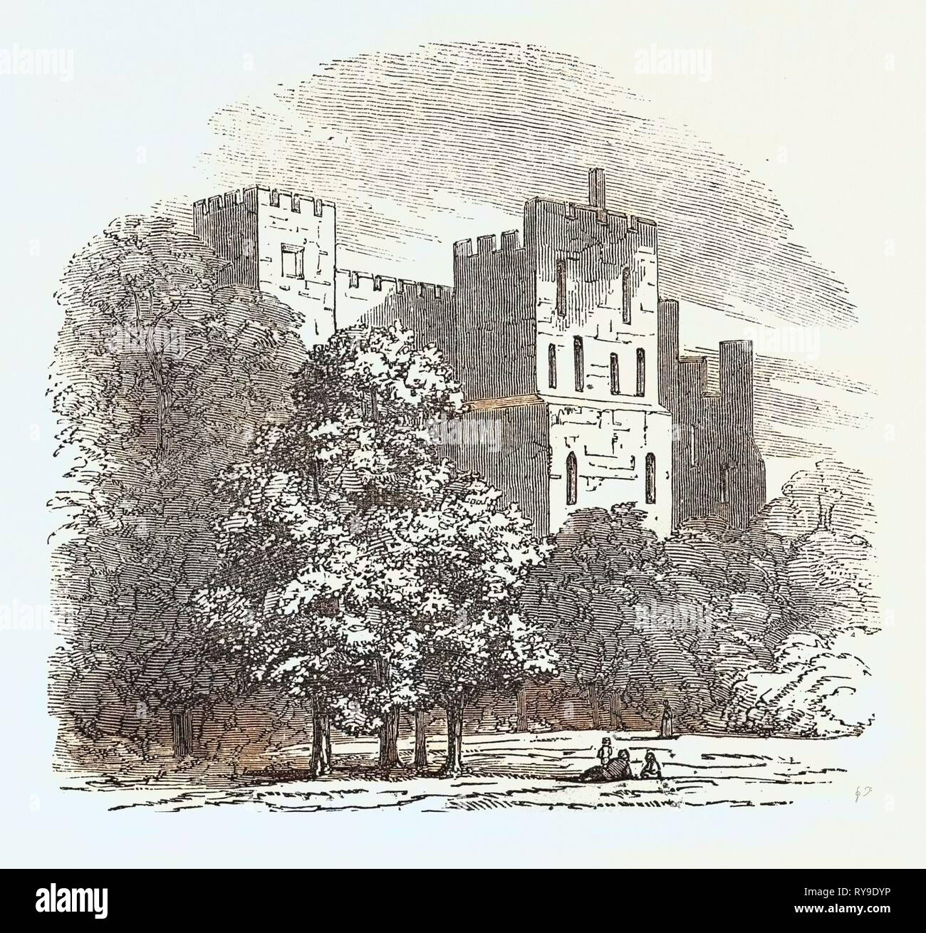 Ludlow Castle es en parte un edificio medieval en ruinas deshabitadas en la ciudad del mismo nombre, en el condado inglés de Shropshire. Reino Unido, Gran Bretaña, British, Europa, Reino Unido, Gran Bretaña, Unión Foto de stock