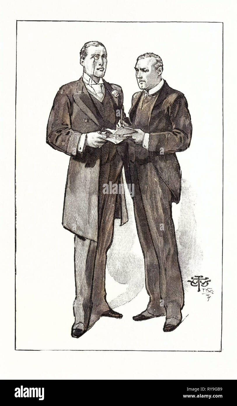 Una división en la Cámara de los Comunes: Los látigos unionista liberal: el Sr. Austen Chamberlain y el Sr. Anstruther, Reino Unido, 1893 grabado Foto de stock