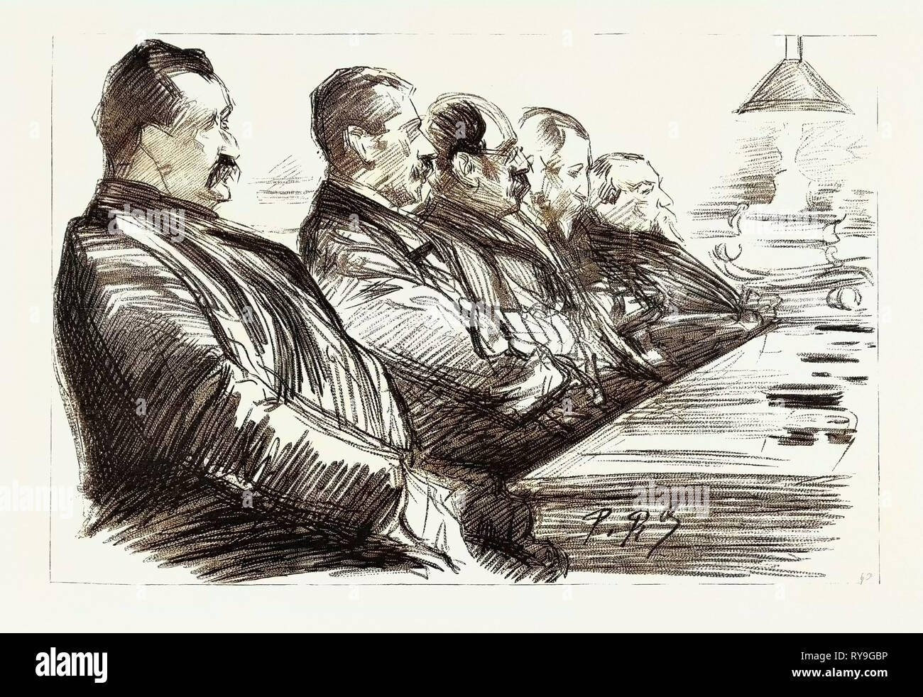 Los anarquistas en París, Francia, el juicio de Ravachol en el Palacio de Justicia: Algunos del jurado constituirse para tratar Ravachol, 1892 grabado Foto de stock