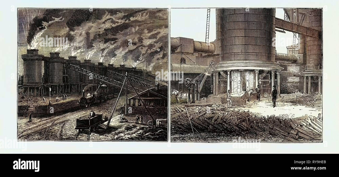 Barrow-in-Furness: su historia y sus industrias, Reunión del Instituto de  hierro y acero: la imagen de la izquierda: la acería, Altos Hornos por la  noche, la imagen de la Derecha: El Barrow