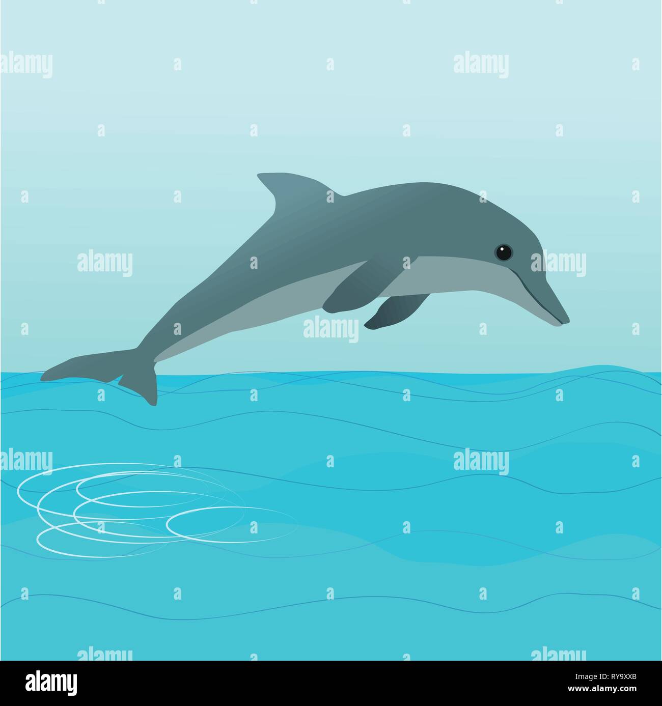 Un delfín saltando fuera del agua Ilustración del Vector