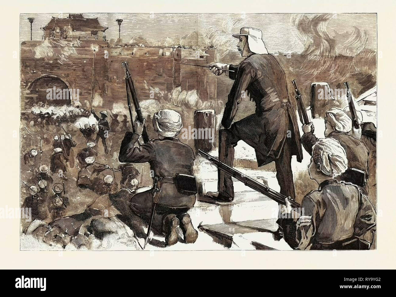 Gordon en China de noviembre de 1863 Asalto Soochow Gordon determinada sobre un vigoroso ataque en el ángulo nororiental de la pared Soochow Foto de stock