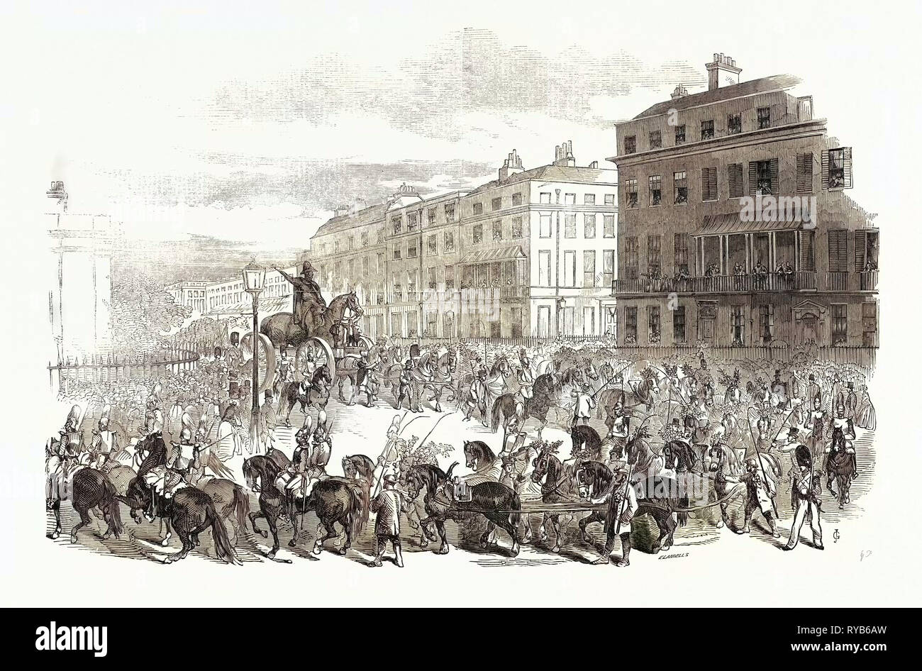 La gran procesión de la Estatua de Wellington, Apagando el Park Lane, 1846 Foto de stock