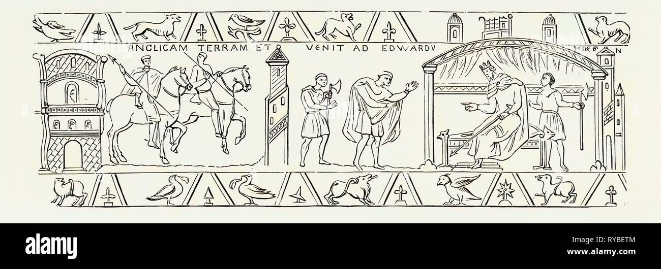 Incidentes copiados del Bayeux Tapestry Foto de stock
