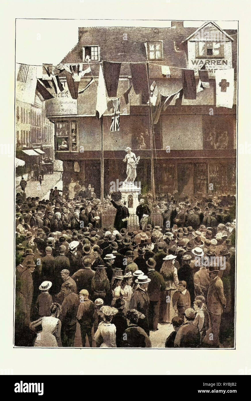 La inauguración del Memorial Marlowe en Canterbury: Sr. Henry Irving entregando su dirección Foto de stock