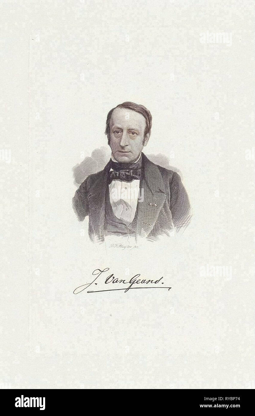 Retrato del doctor Jan van Geuns, impresión de folletos: Dirk Jurriaan Sluyter, 1840 - 1886 Foto de stock