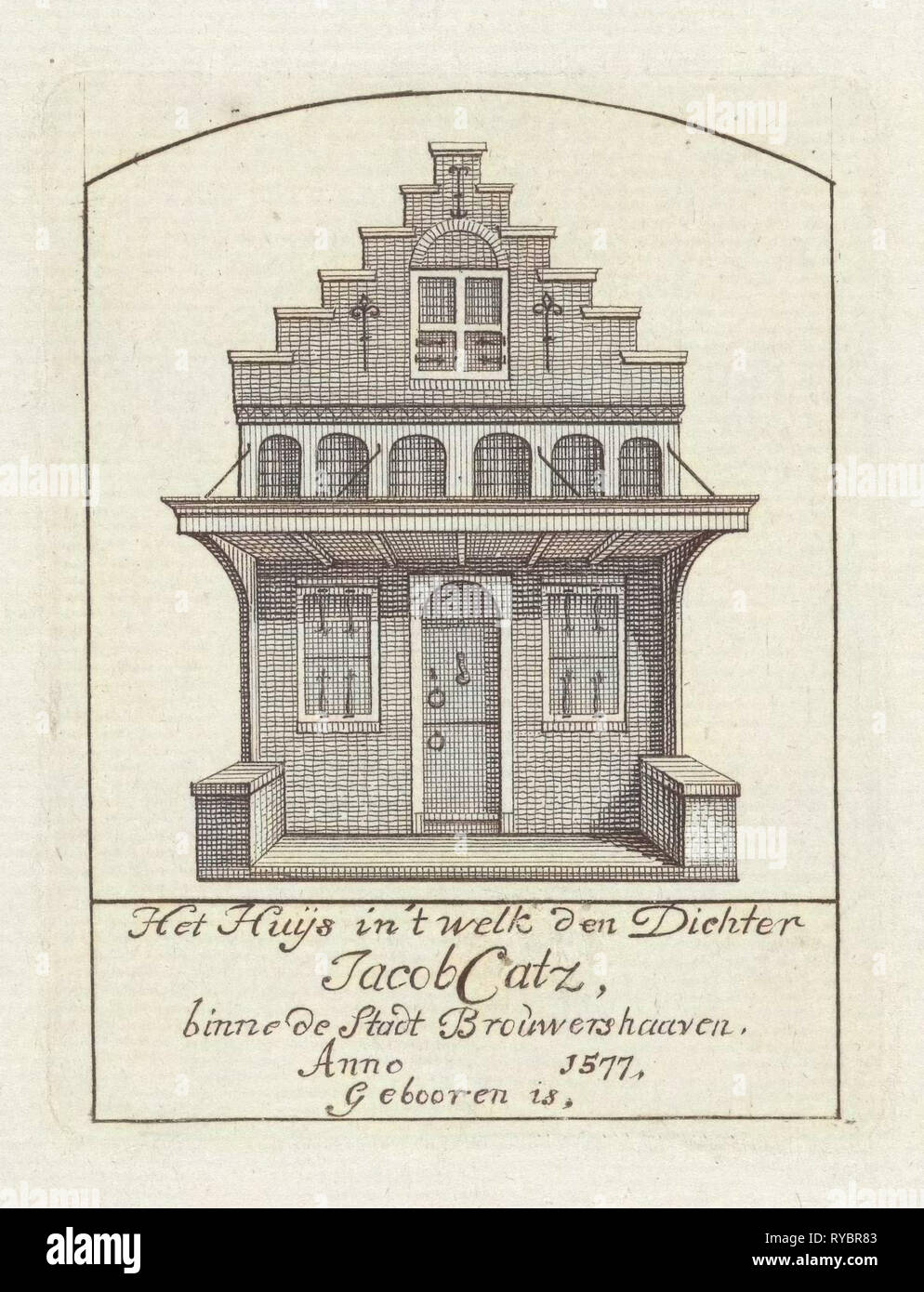 Casa con gable, Jan Caspar Philips, 1736 - 1775 Foto de stock