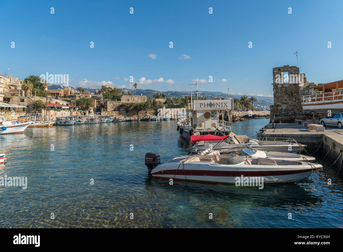 Barcos de pesca Byblos Líbano Oriente Medio Foto de stock