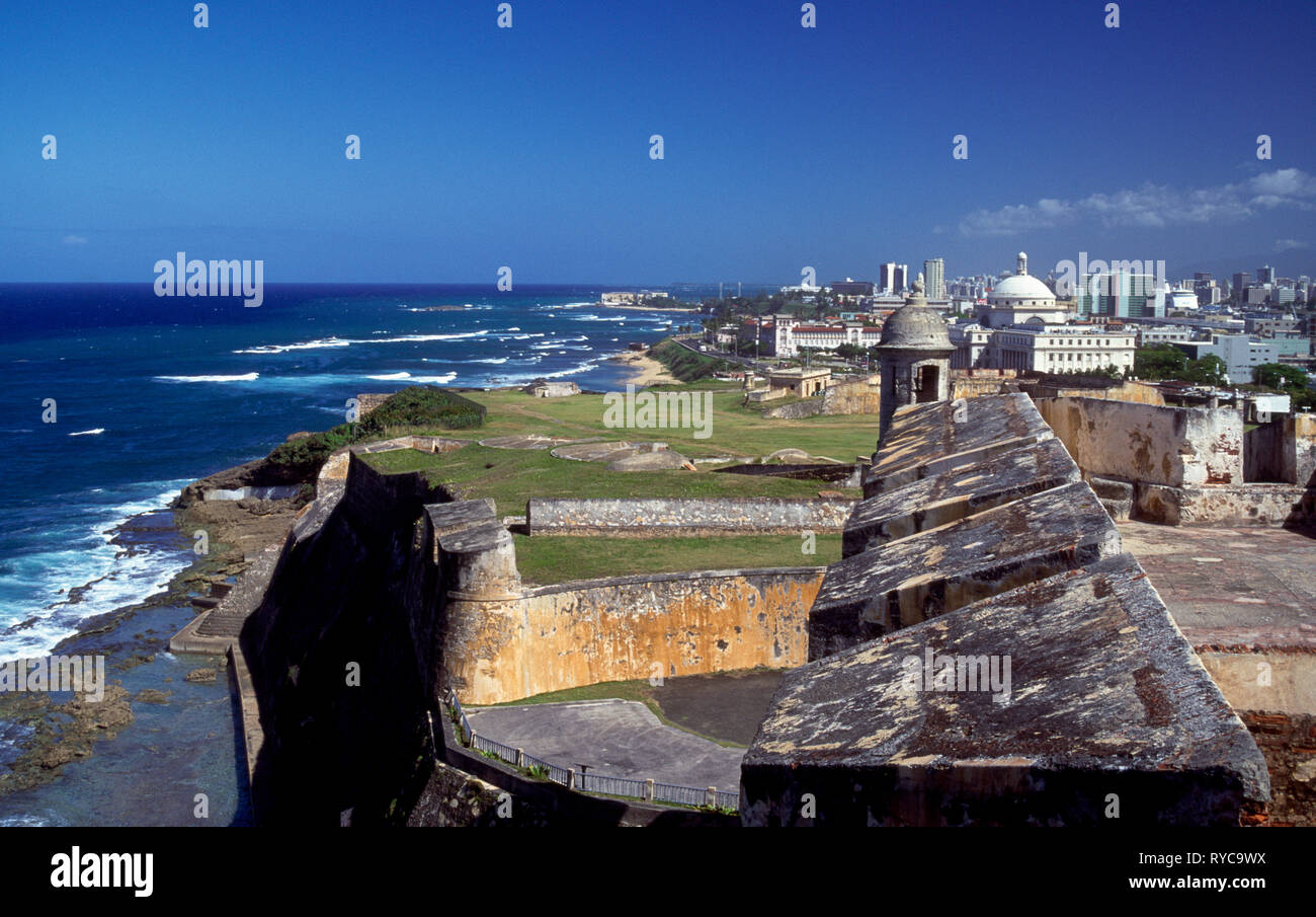 El fuerte San Felipe del Morro Fort, San Juan, Puerto Rico Foto de stock