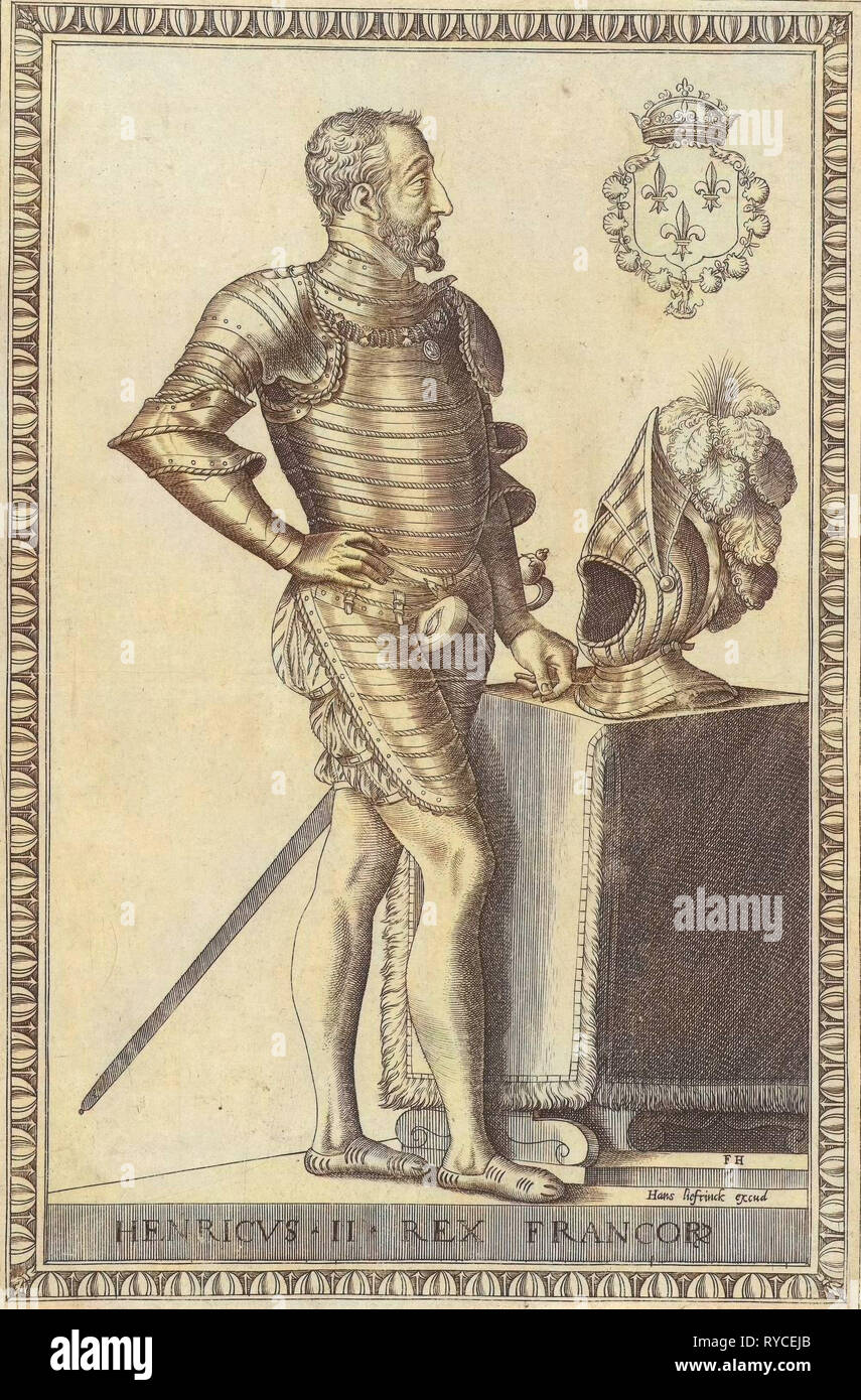 Retrato del Rey Enrique II de Francia, Frans Huys, Hans Liefrinck I, 1546 - 1562 Foto de stock
