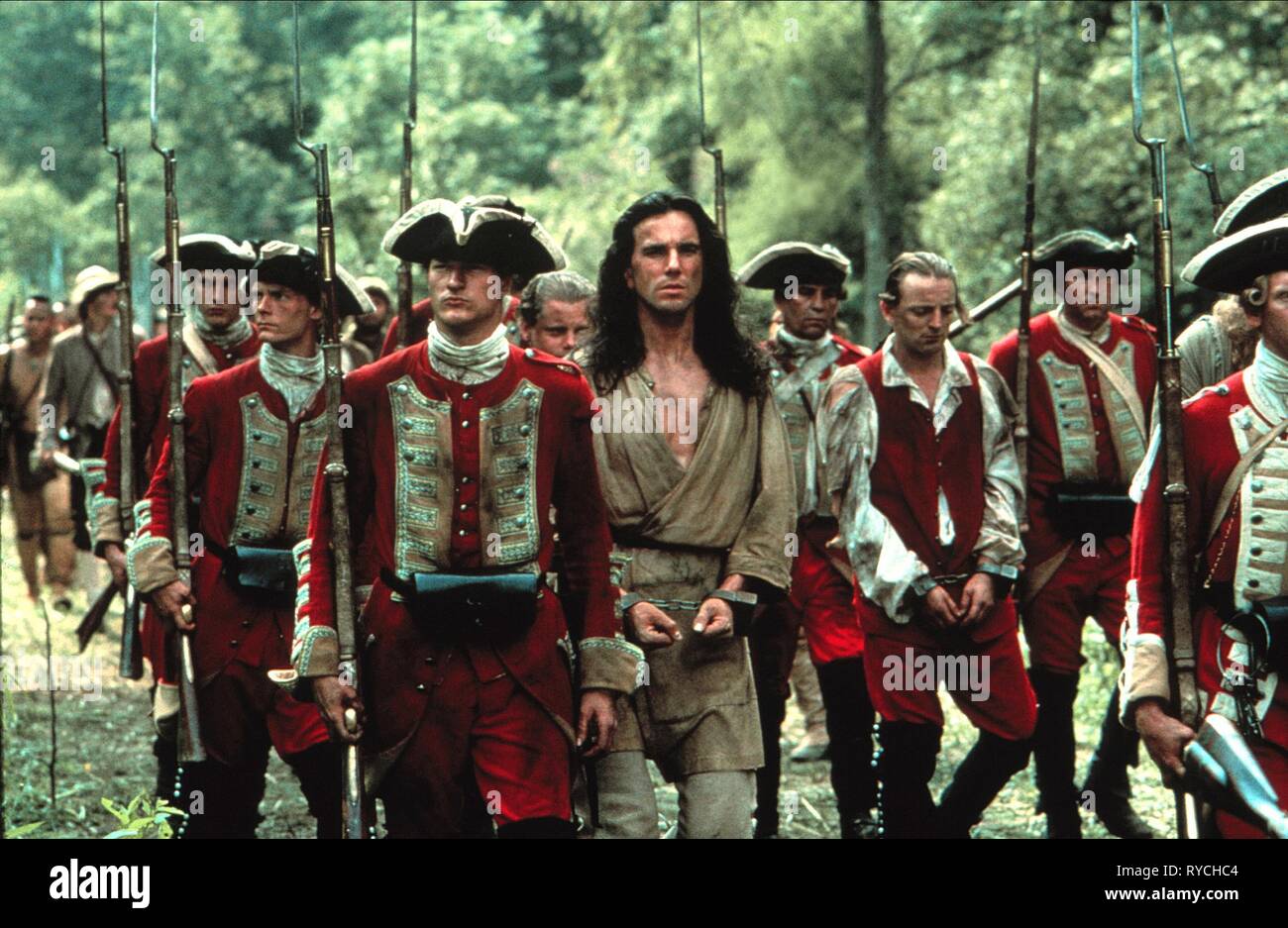 DANIEL DAY-Lewis, el último de los mohicanos, 1992 Foto de stock