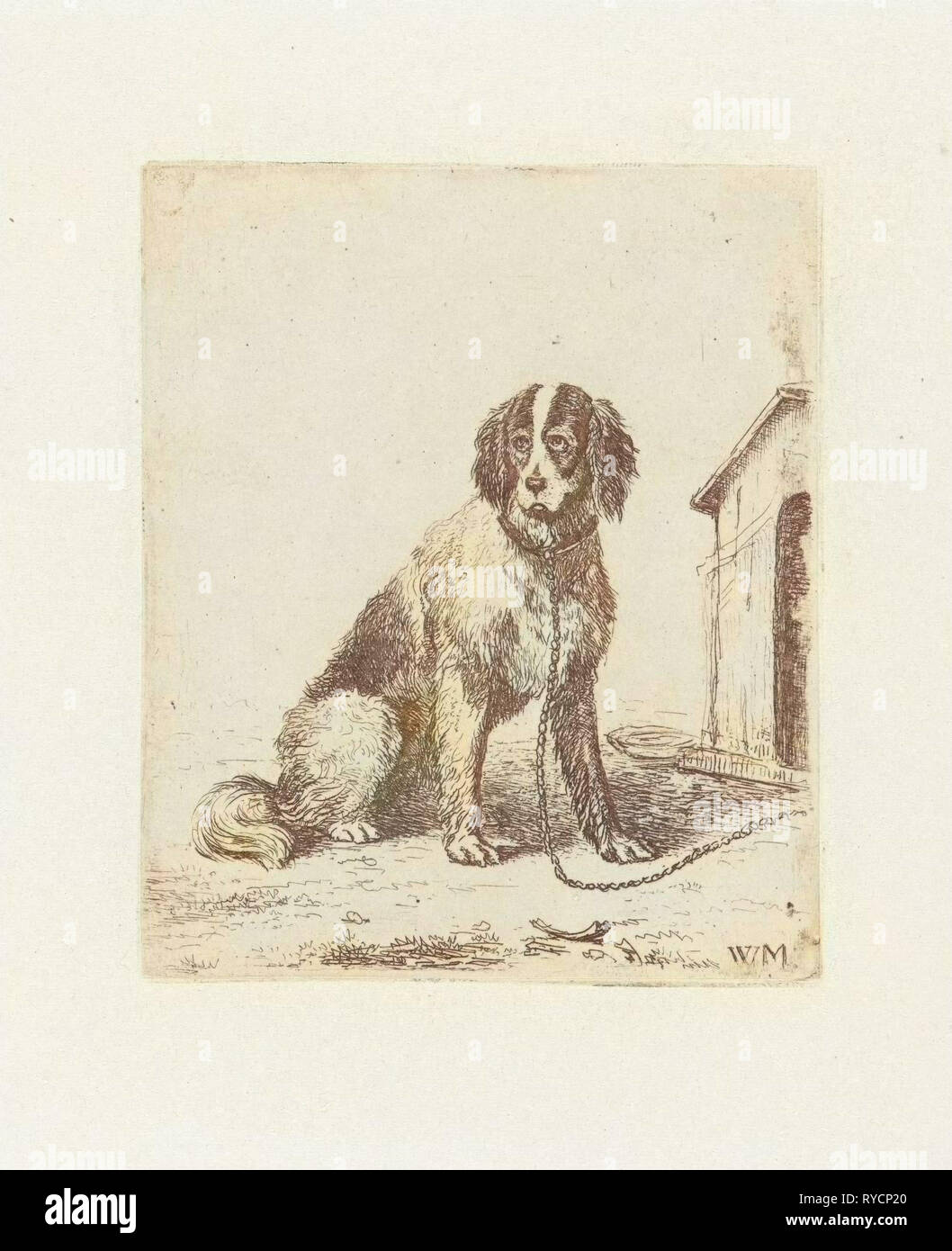 Perro de estar encadenado a una perrera, Christiaan Wilhelmus Moorrees, 1811 - 1867 Foto de stock