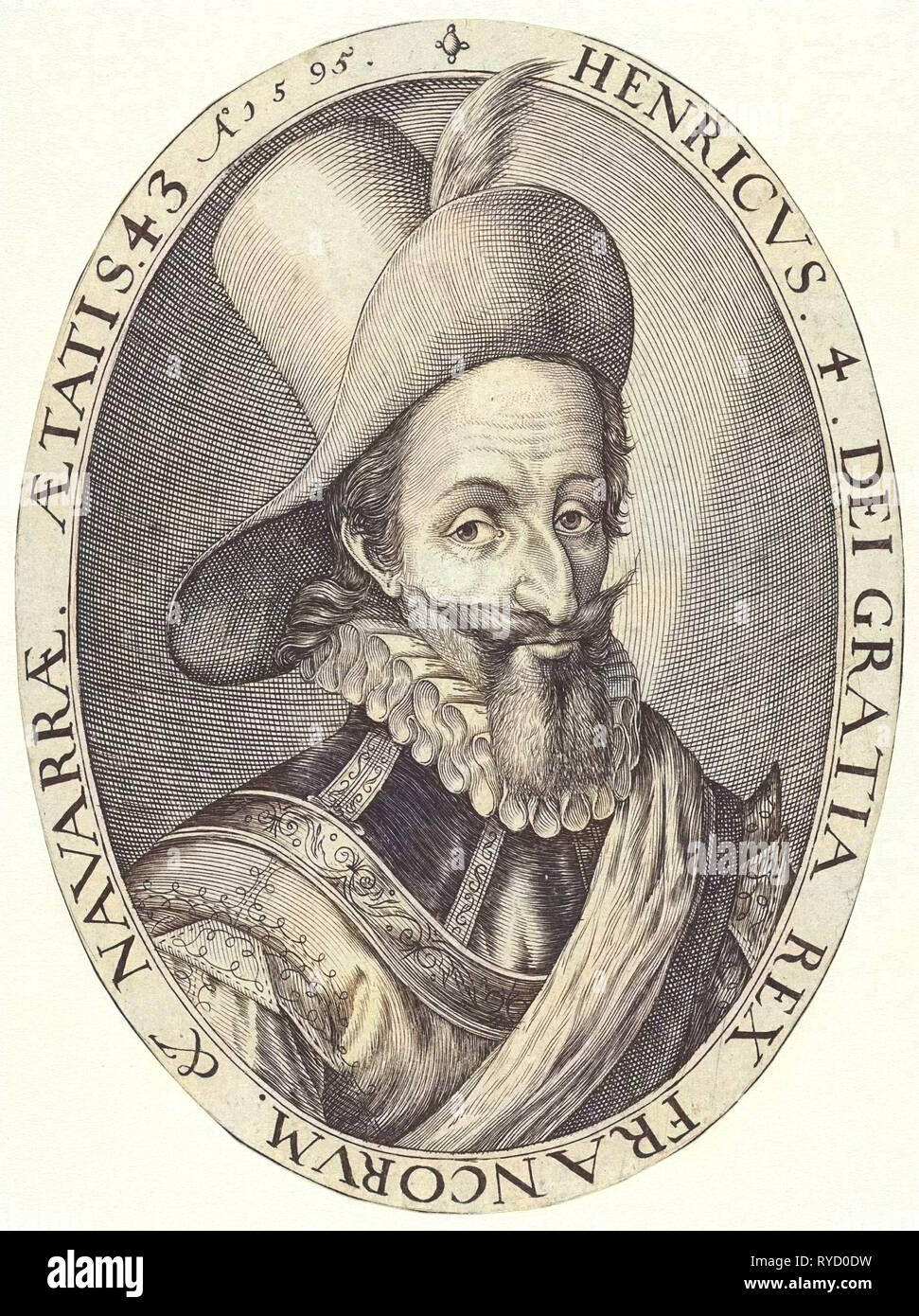Retrato de Enrique IV de Francia, impresión de folletos: Crispijn van de Passe yo posiblemente, Hendrick Goltzius, 1595 y/o 1595 - antes de 1611 Foto de stock