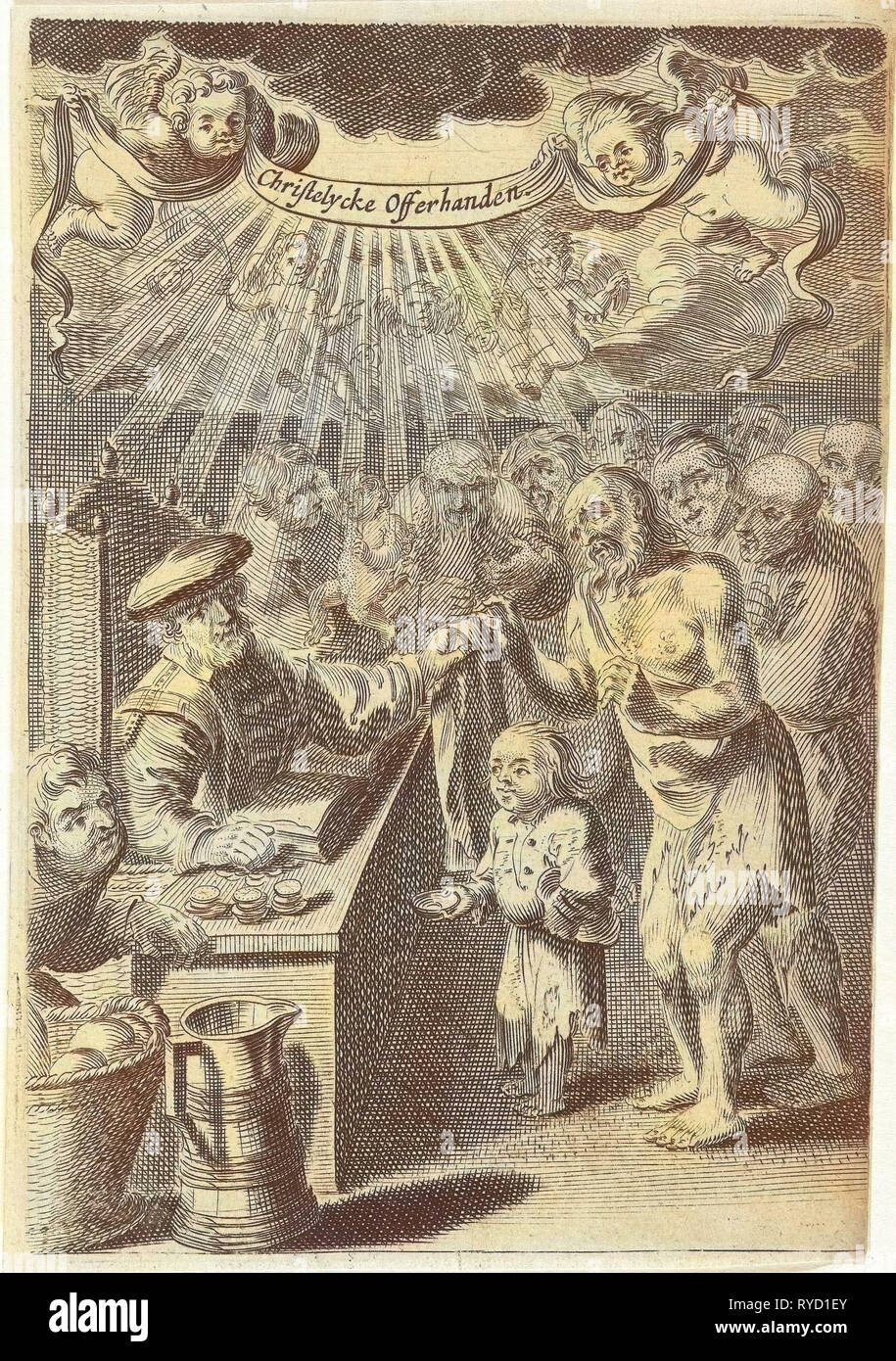La asistencia a los pobres cristianos, impresión de folletos: Pieter Nolpe, 1640 Foto de stock