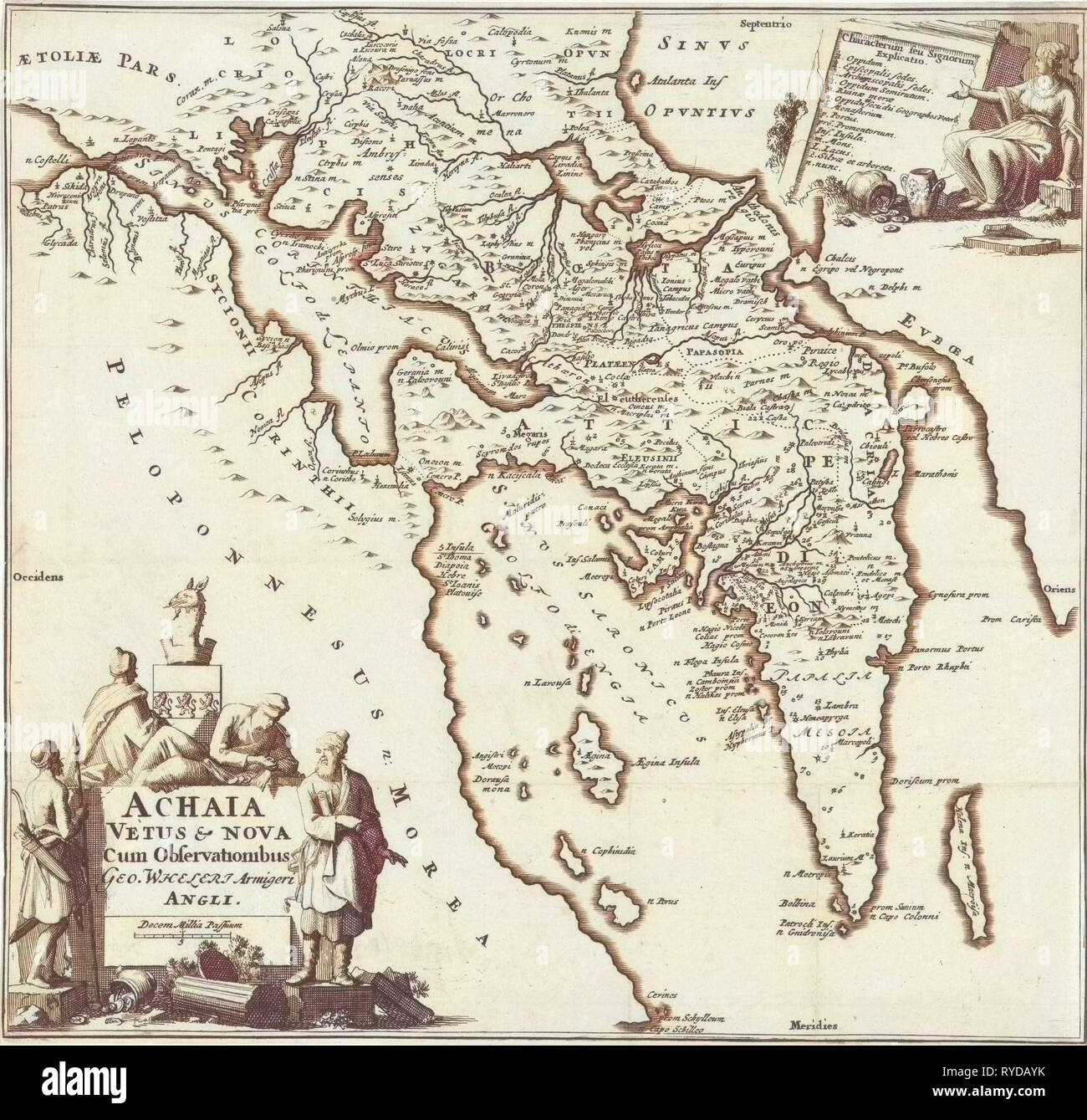 Mapa de Acaya, Jan Luyken, Joannes Wolters, 1689 Fotografía de stock