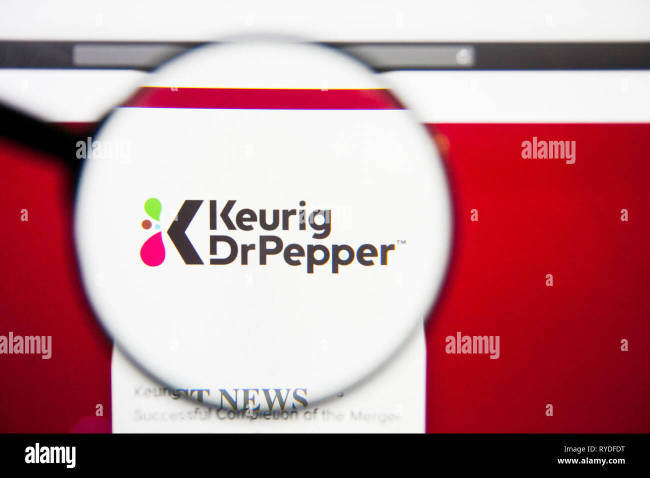 Los Angeles, California, USA - 28 de febrero de 2019: Keurig Dr Pepper  Página de inicio de nuestro sitio web. Keurig Dr Pepper logo visible en  pantalla, Editorial ilustrativos Fotografía de stock - Alamy