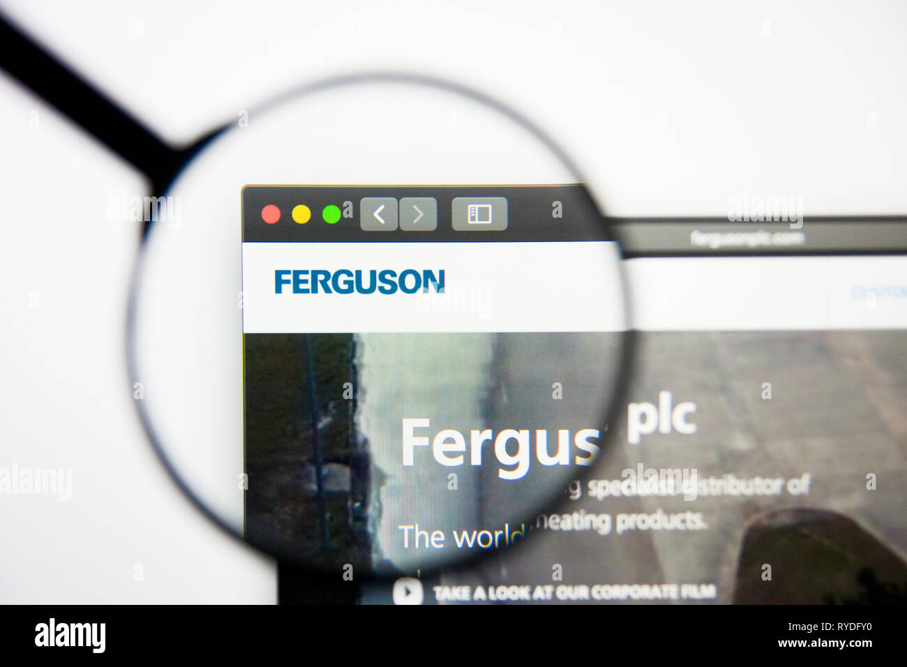 Los Angeles, California, Estados Unidos - 5 de marzo de 2019: página web de Ferguson. Ferguson logo visible en pantalla, Editorial ilustrativos Foto de stock