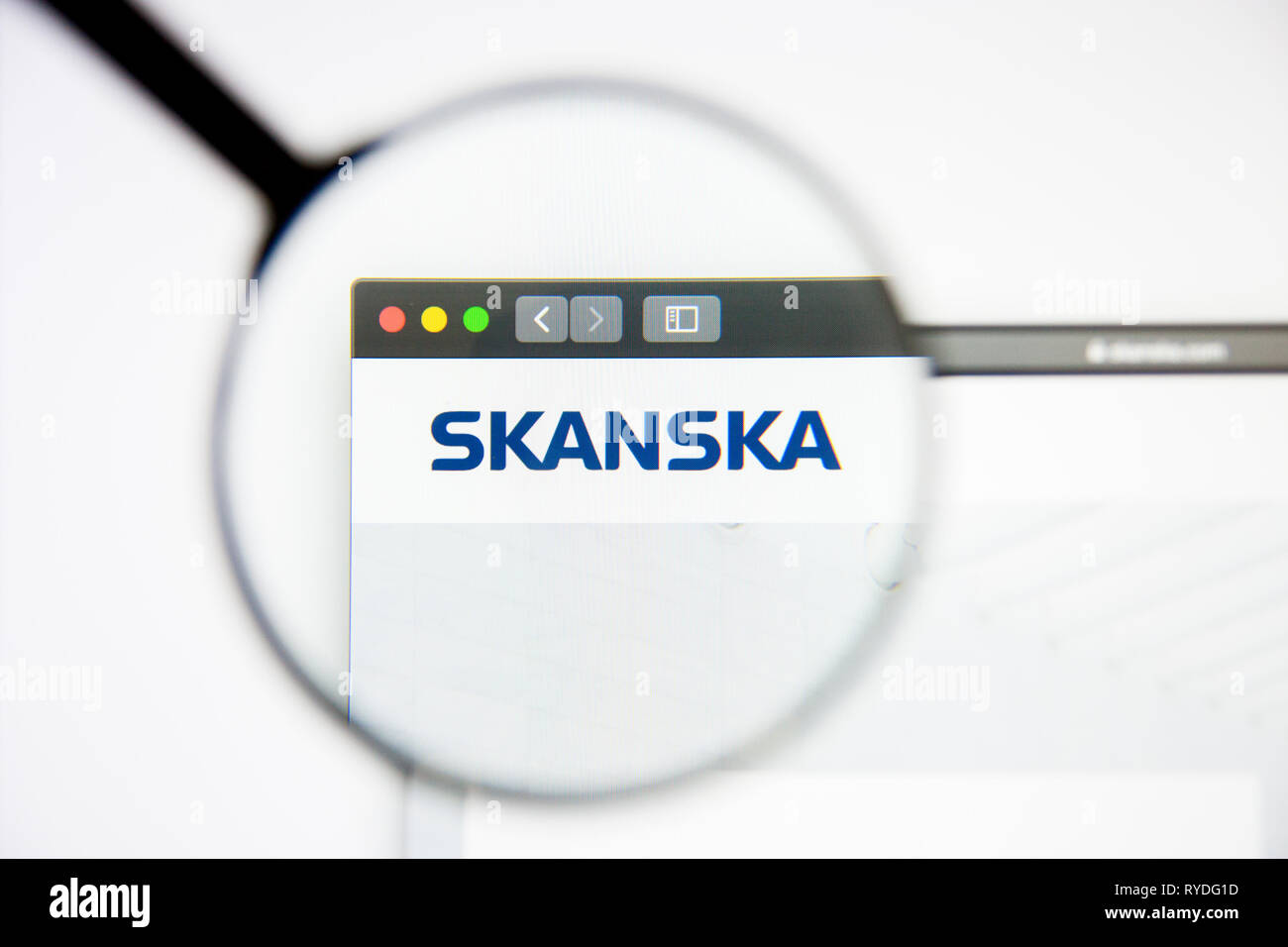 Los Angeles, California, Estados Unidos - 5 de marzo de 2019: Skanska Página de inicio de nuestro sitio web. Skanska logo visible en pantalla, Editorial ilustrativos Foto de stock