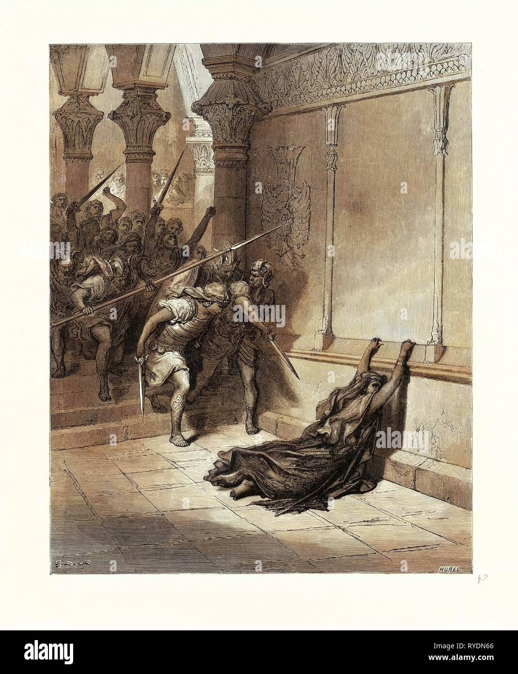 Muerte de Atalía, por Gustave Doré, 1832 1883, el francés. Grabado de